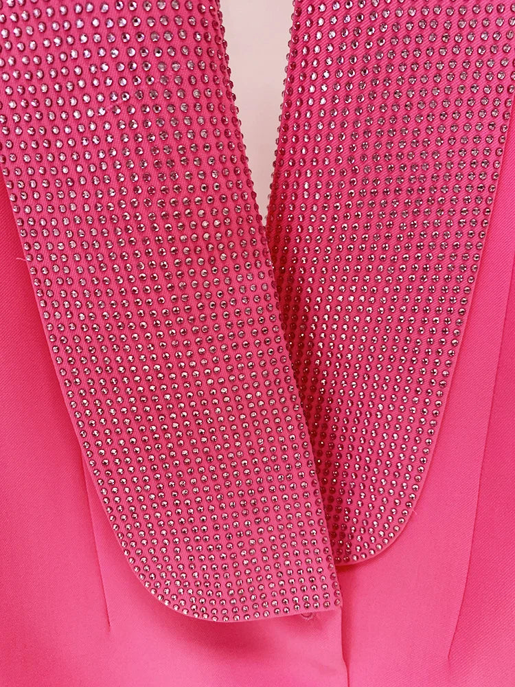Rhinestone Backless Blazer Dress