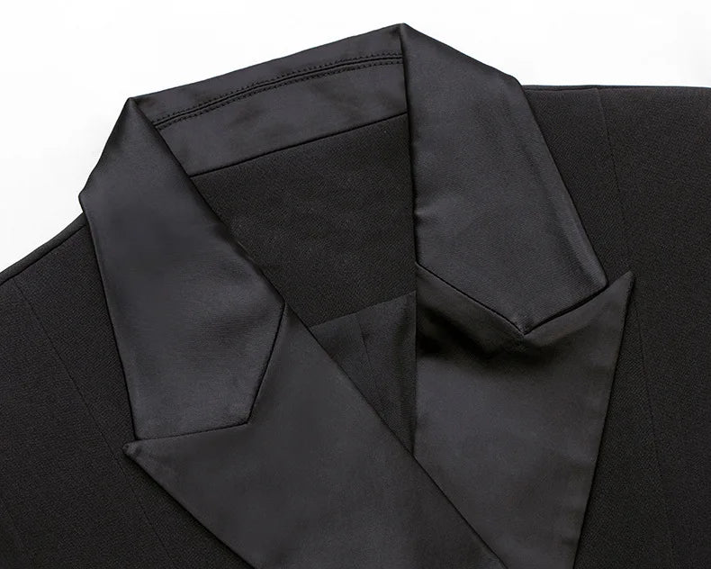 Elegant Black Lace Sleeve Blazer Dress