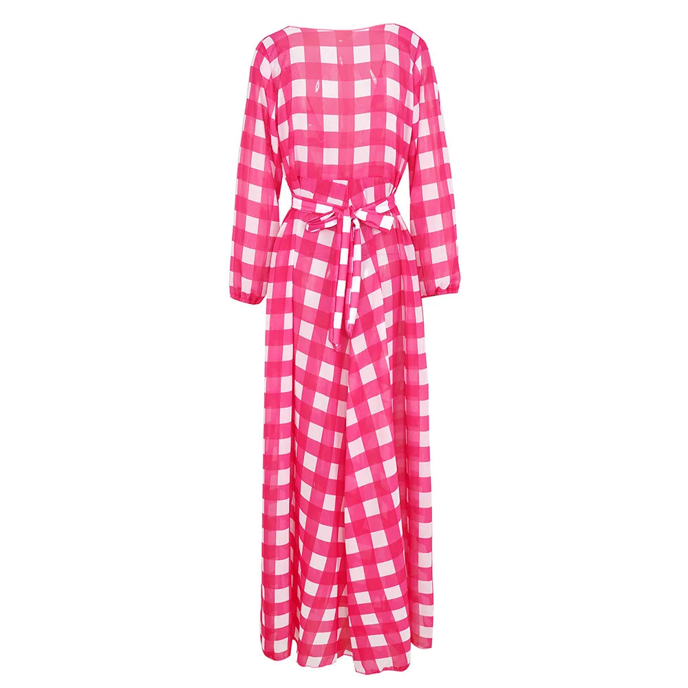 Sheer Printed Maxi Cover-Up Dress