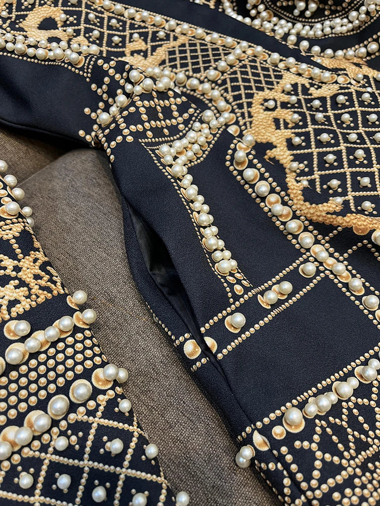 Pearl Embellished Baroque Blazer