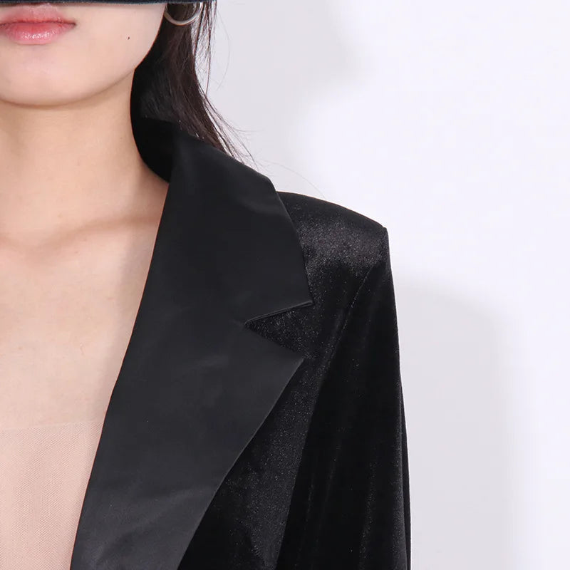 Luxury Black Velvet Crystal Tassel Mini Dress