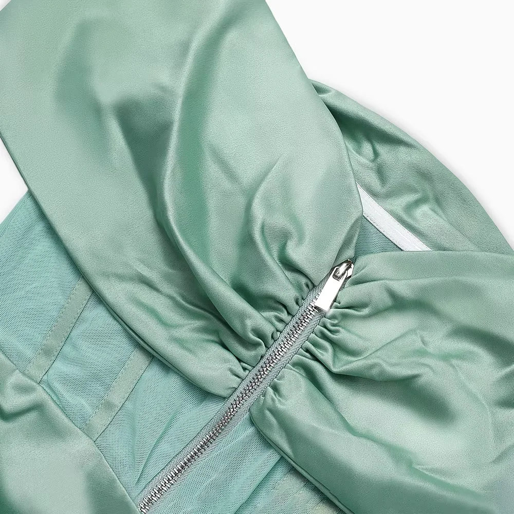 Sage Satin Corset Mini Dress