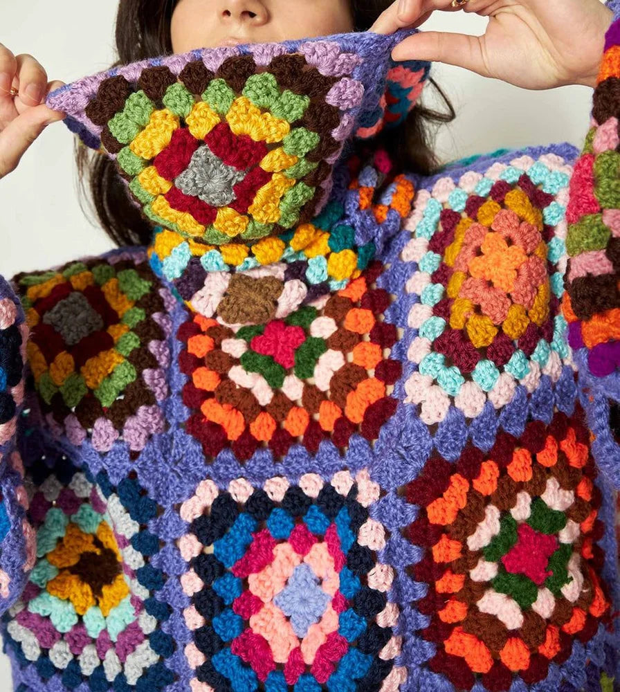 Handmade Crochet Turtleneck Sweater | Cozy Boho Retro Knitwear for Women MYLINE