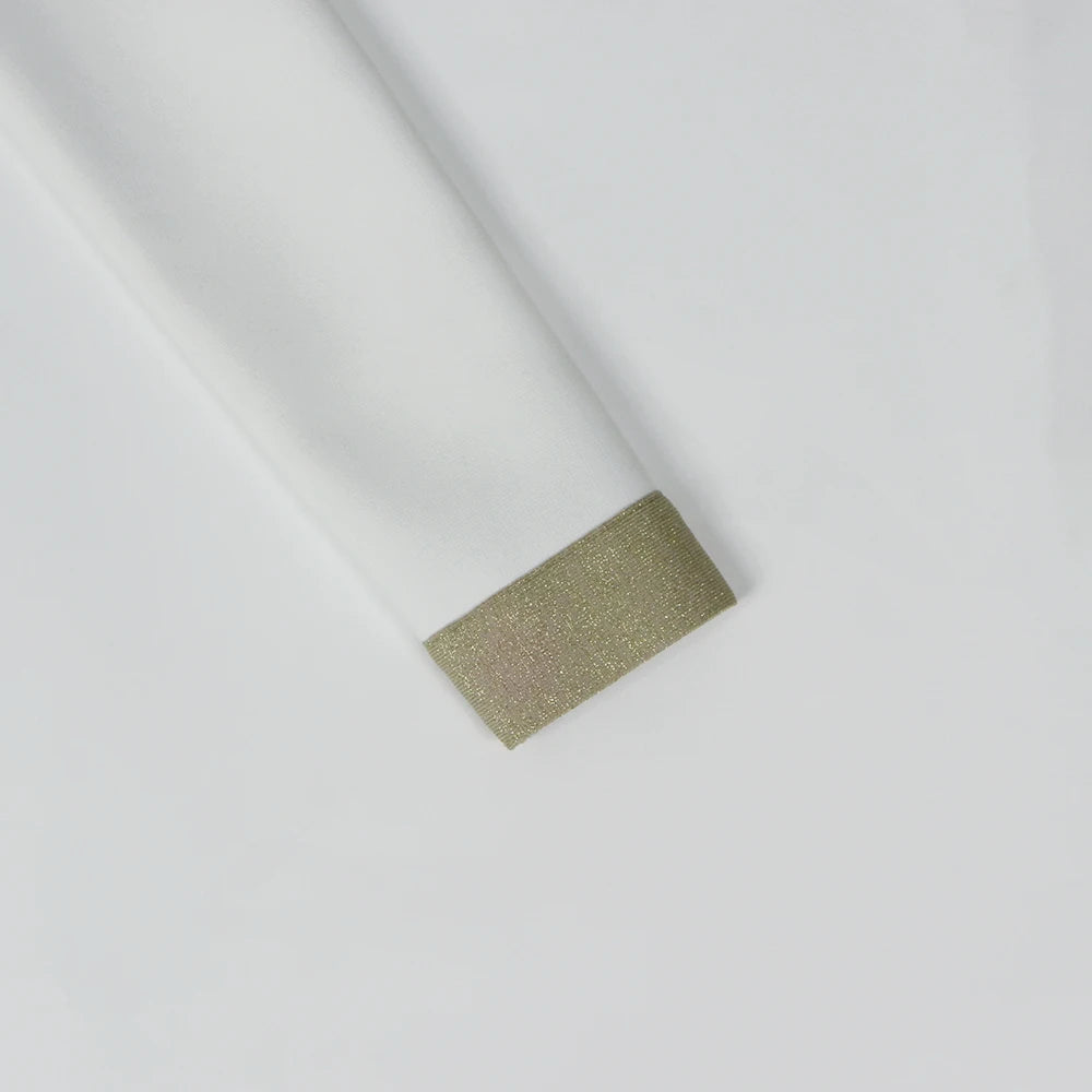 White & Gold Deep V Bandage Bodycon Dress