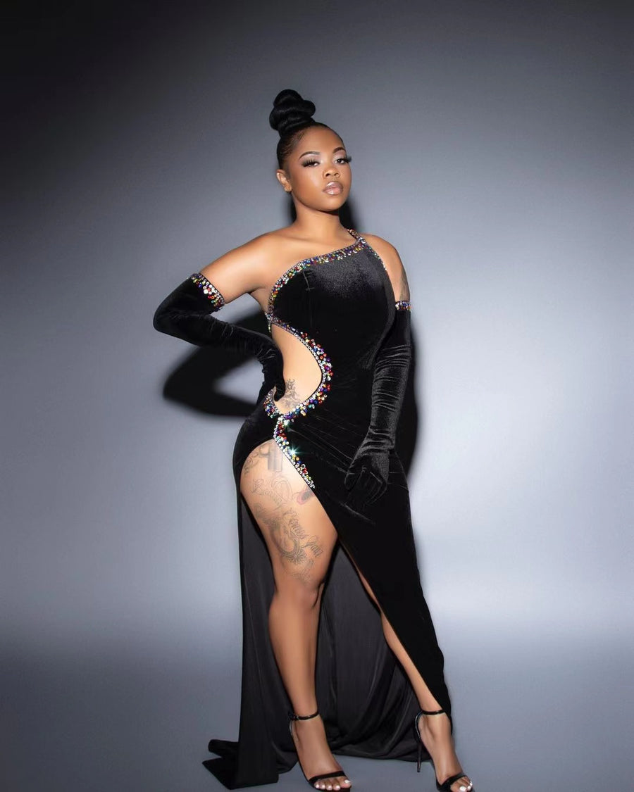 Midnight Luxe Cut-Out Velvet Gown