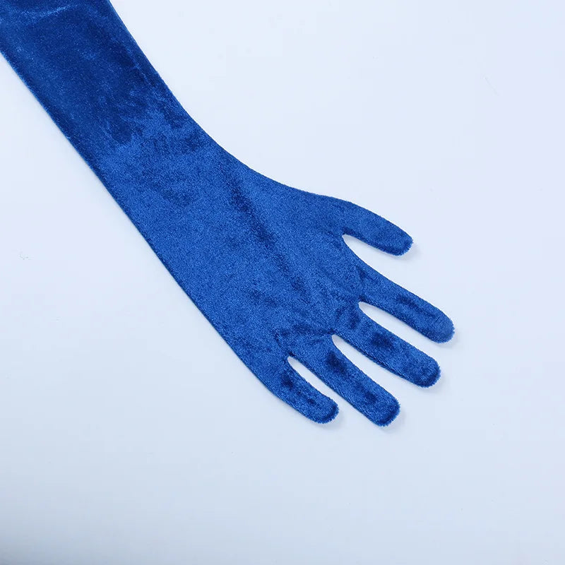 Velvet Bow Statement Mini Dress with Gloves