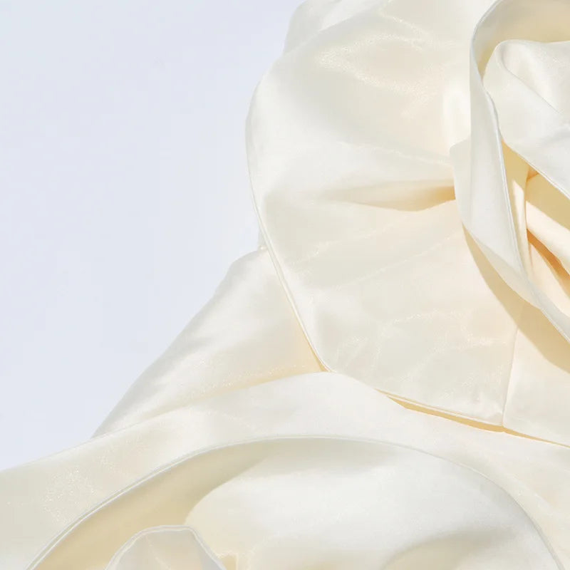 White Sculpted Floral Strapless Midi Dress