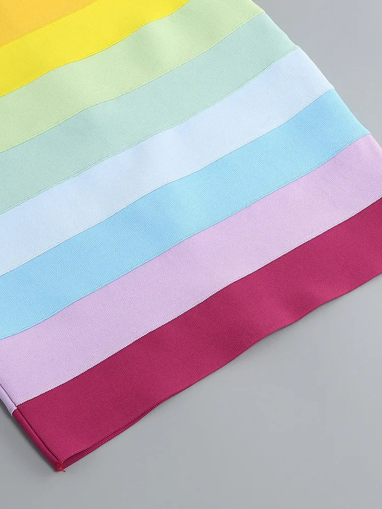 Rainbow Gradient Bandage Mini Dress
