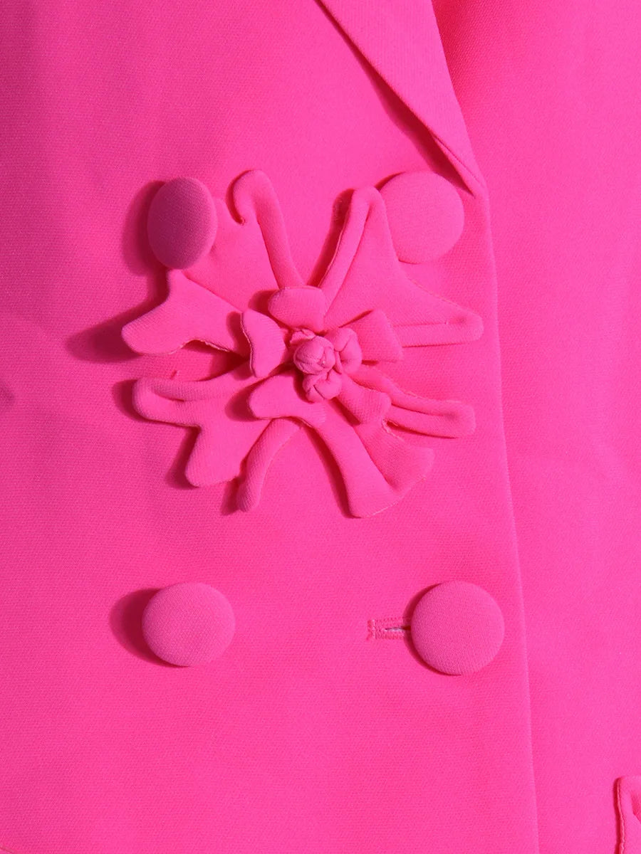 Elegant Floral Appliqué Blazer & Pants Suit Set