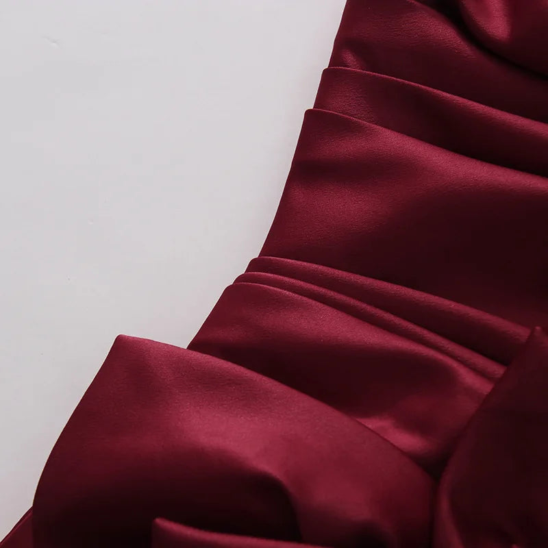 Sculptural Satin Rosette Mini Dress