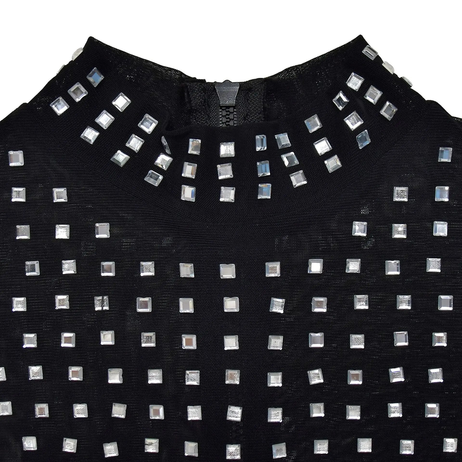 Black Rhinestone Mesh Two-Piece Set