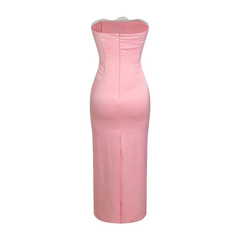 Pink Strapless Maxi Dress