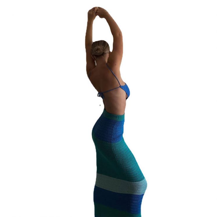 Ombre Crochet Halter Skirt Set