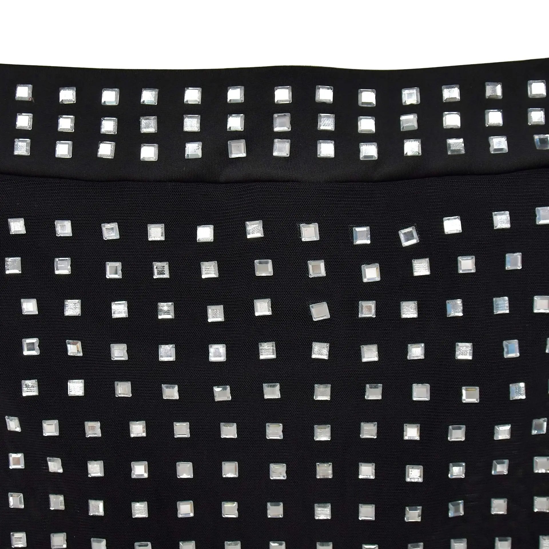 Black Rhinestone Mesh Two-Piece Set