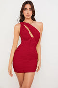 Scarlet Temptation One-Shoulder Midi Dress