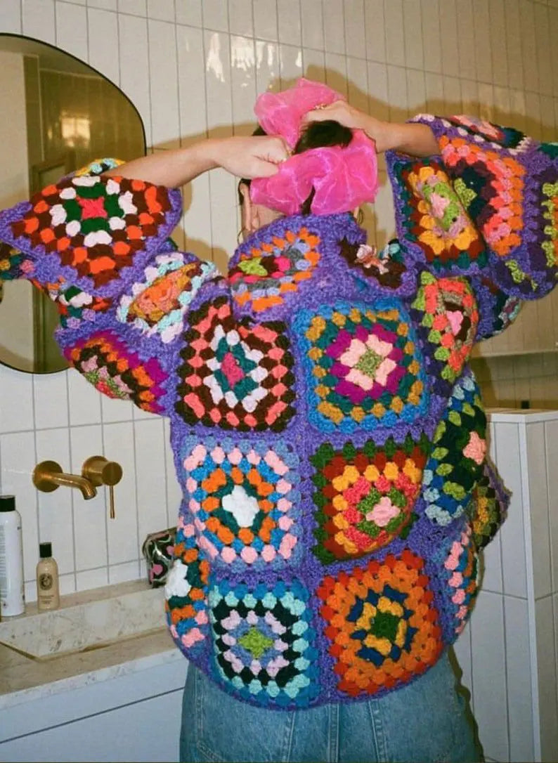 Handmade Crochet Turtleneck Sweater | Cozy Boho Retro Knitwear for Women MYLINE