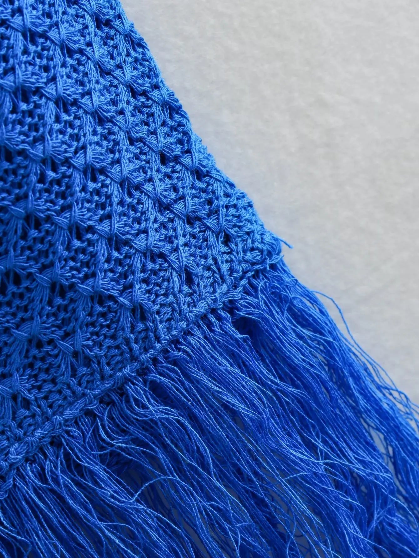 Blue Knit Tassel Midi Dress