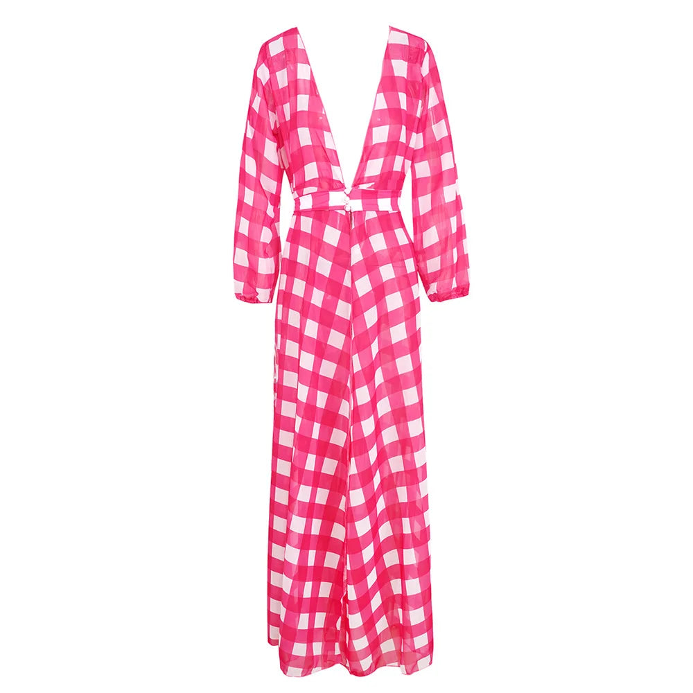 Sheer Printed Maxi Cover-Up Dress