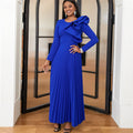 Elegant Royal Blue Pleated Maxi Dress