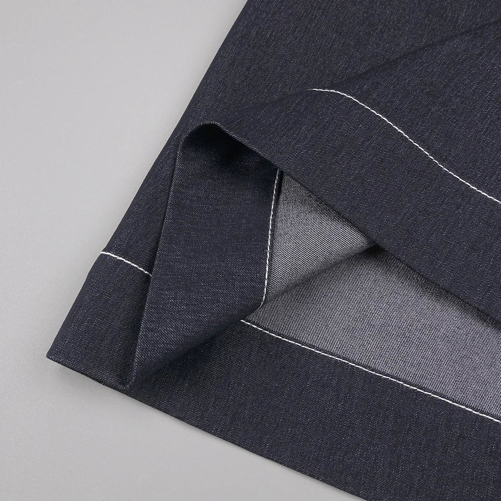 Dark Denim Halter Maxi Dress | Zipper Front Bodycon, Pockets