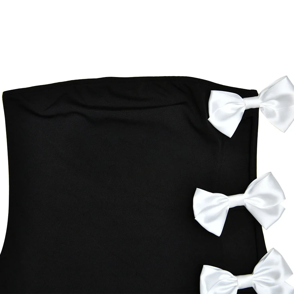 Elegant Black Strapless Midi Dress