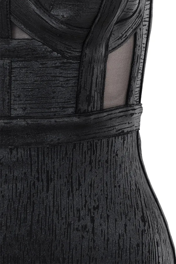 Midnight Sculpt Halter Dress