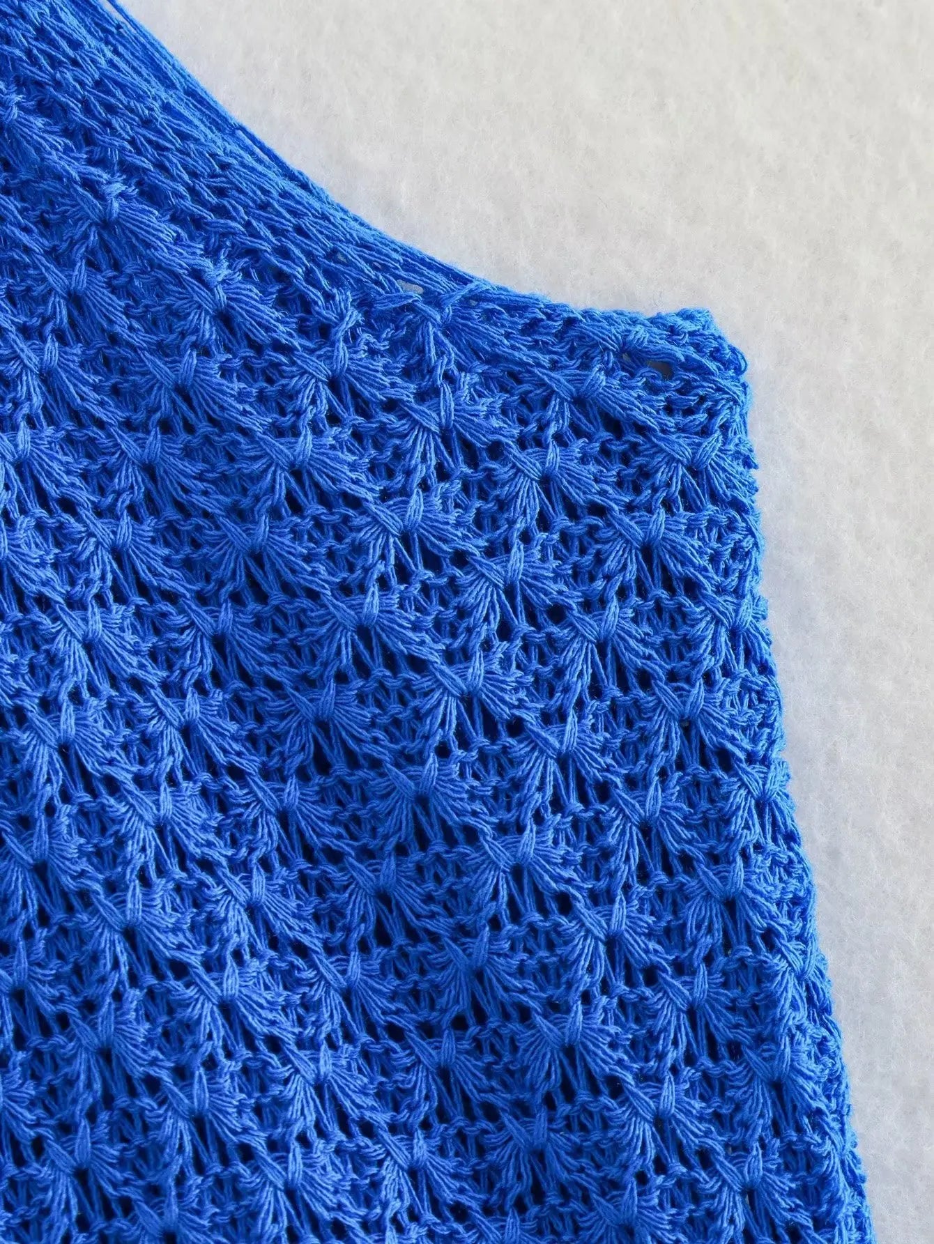 Blue Knit Tassel Midi Dress