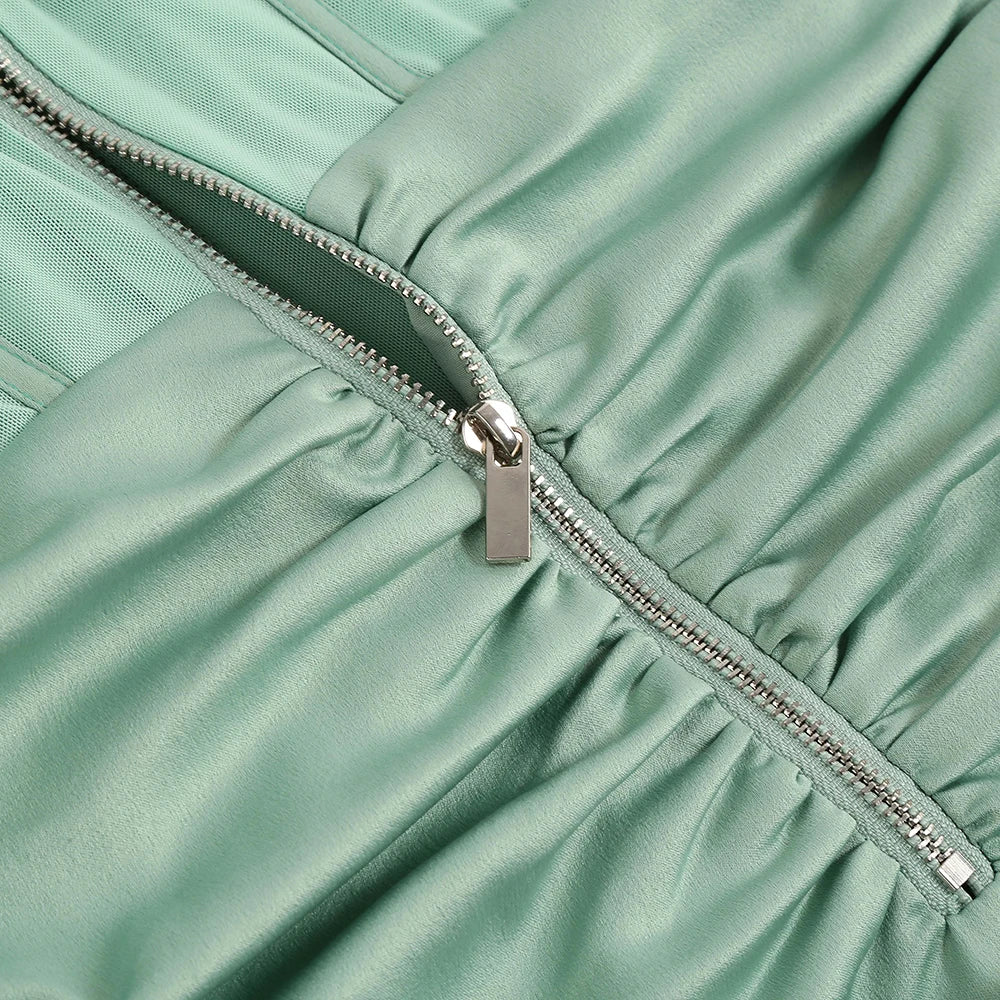 Sage Satin Corset Mini Dress