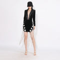 Luxury Black Velvet Crystal Tassel Mini Dress
