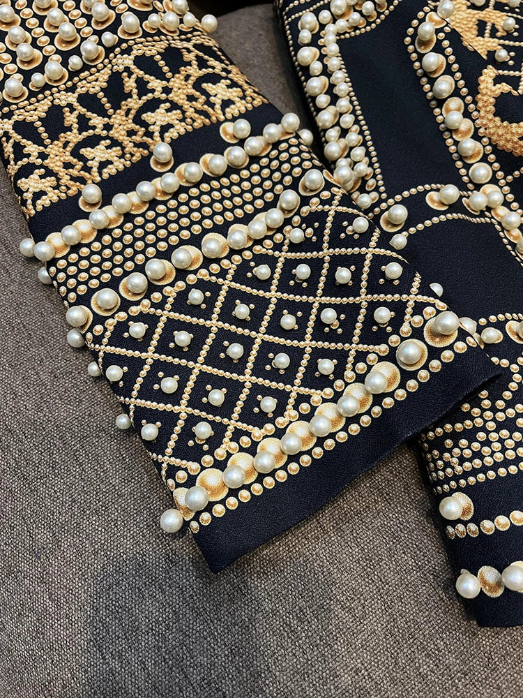 Pearl Embellished Baroque Blazer