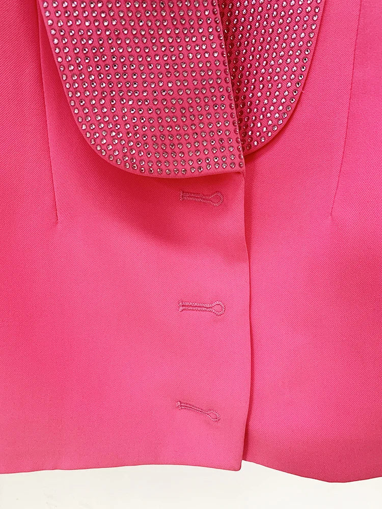 Rhinestone Backless Blazer Dress