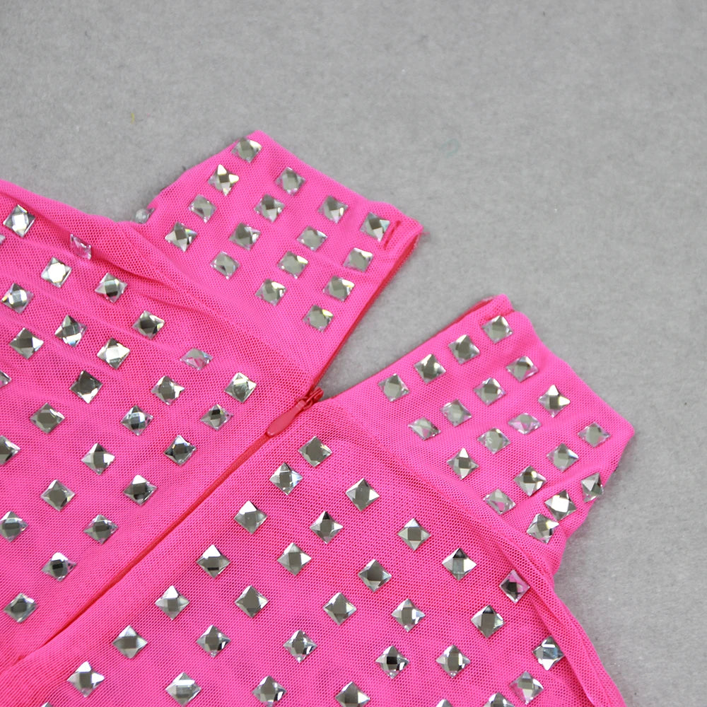 Luxury Beaded Two-Piece Evening Set | Long Sleeve Crop Top & Midi Skirt