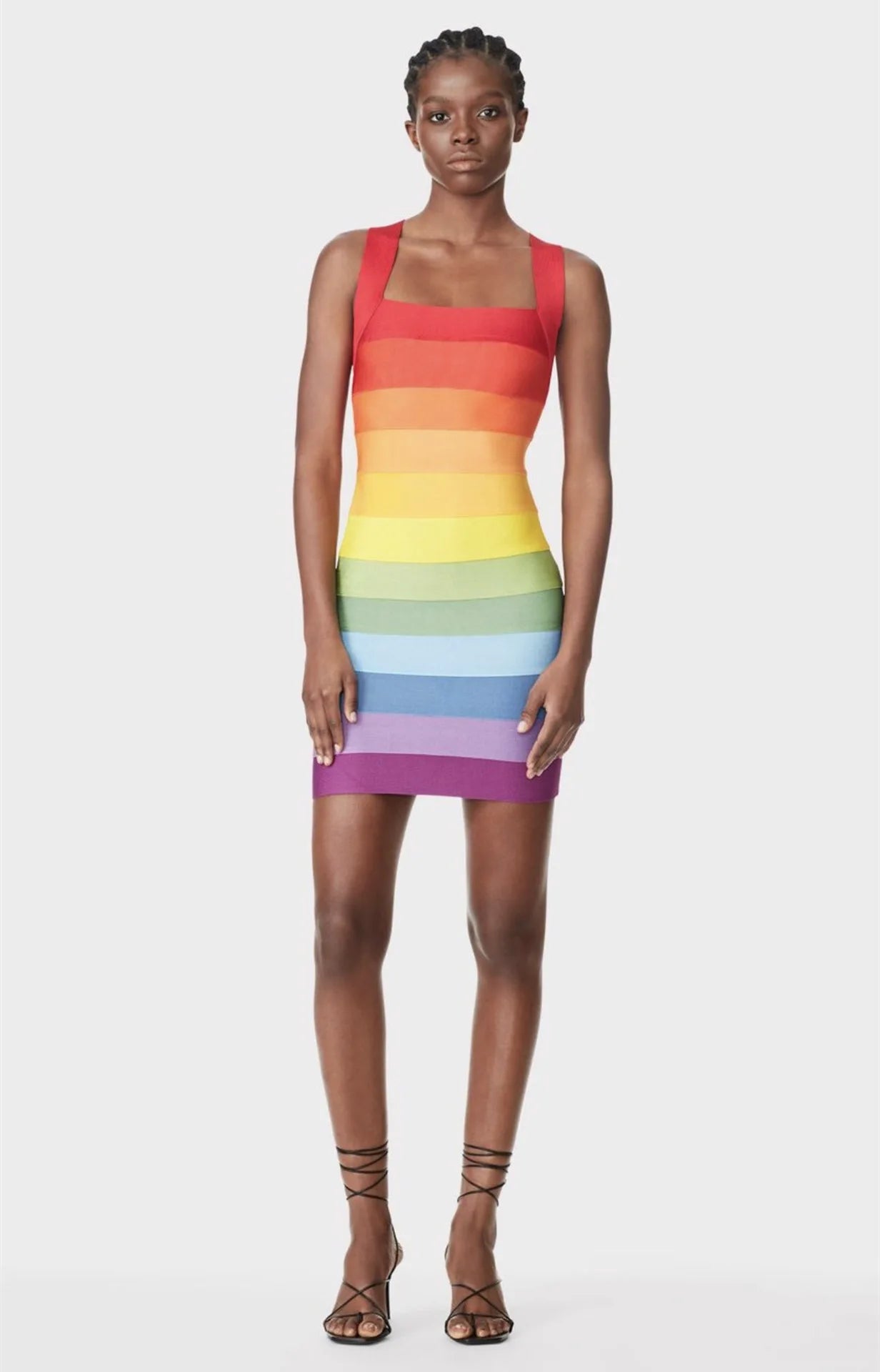 Rainbow Gradient Bandage Mini Dress