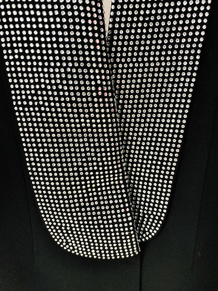 Rhinestone Backless Blazer Dress