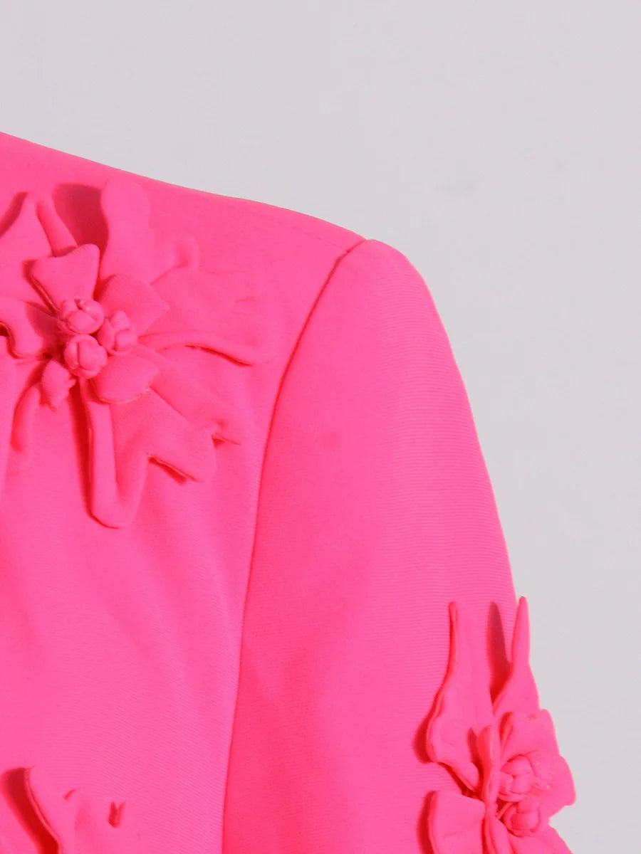 Elegant Floral Appliqué Blazer & Pants Suit Set