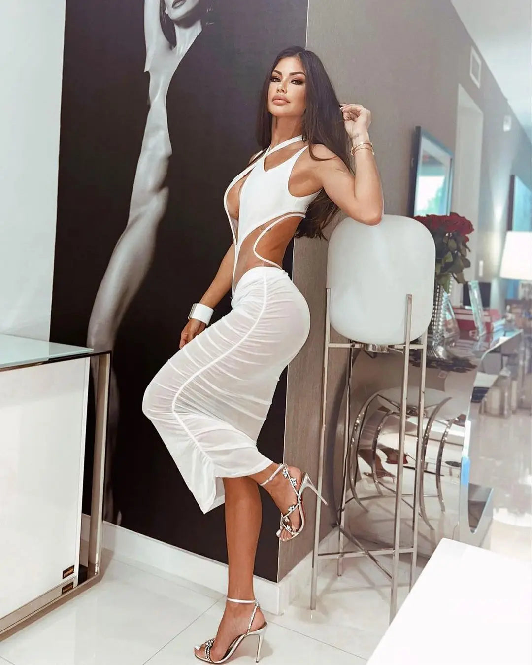Sculpted Cut-Out Midi Dress