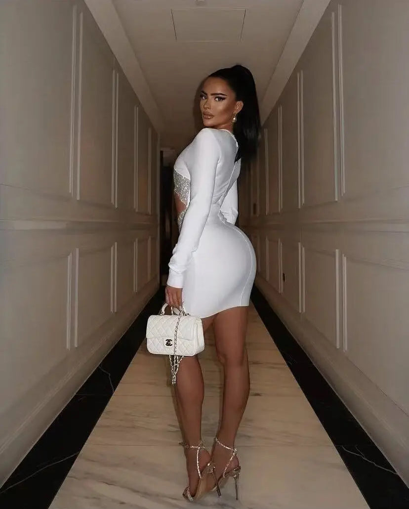 Crystal Cut-Out Bodycon Mini Dress