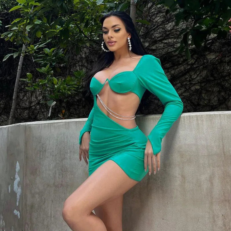 Chain Cut-Out Bodycon Mini Dress