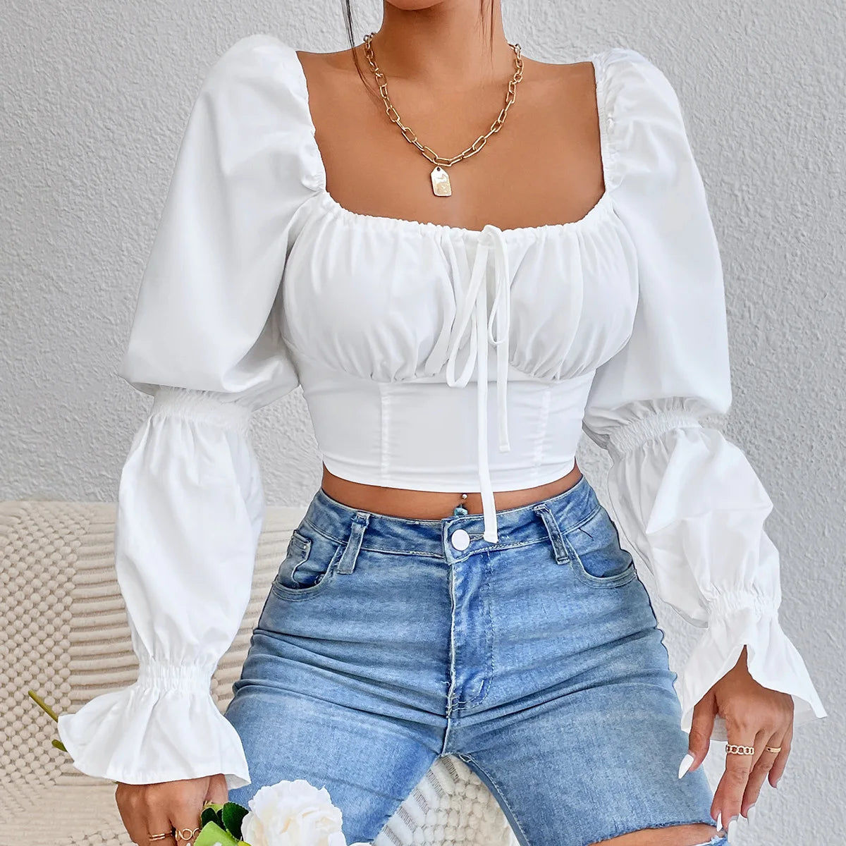 Romantic Puff Sleeve Corset Top