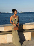 Olive Muse Backless Maxi Dress