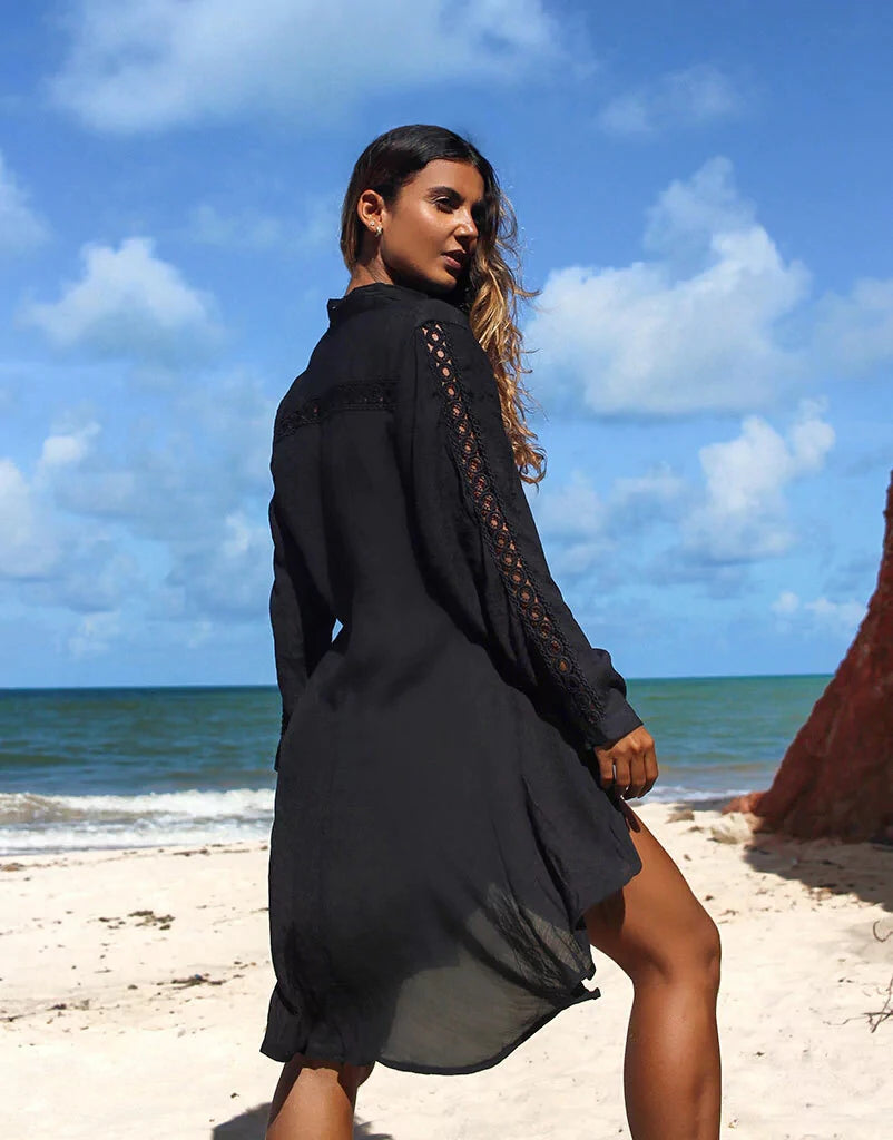 Sheer Printed Maxi Cover-Up Dress