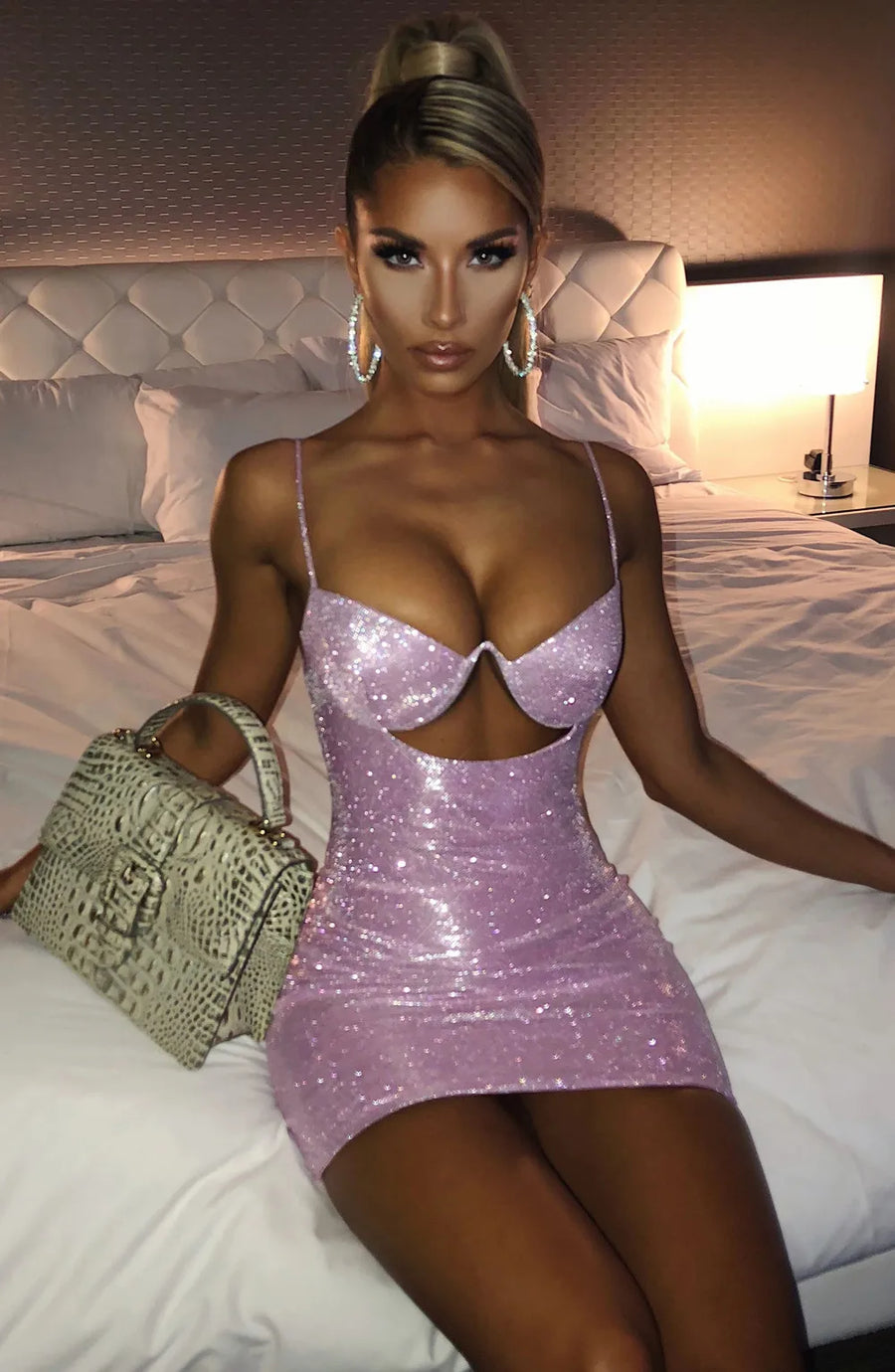 Sparkle Cut-Out Mini Dress