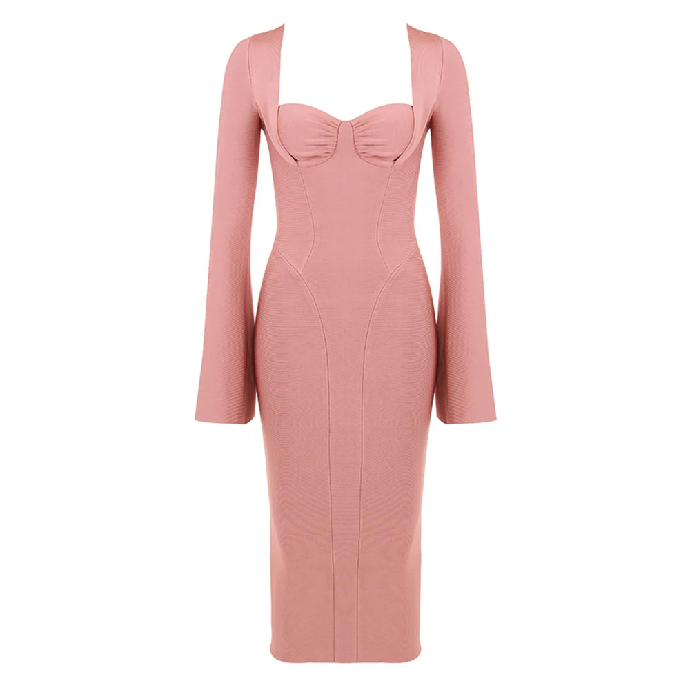 Elegant Sculpted Bodycon Midi Dress