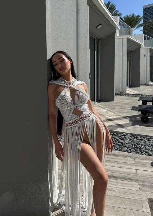 Fringe Macramé Statement Dress