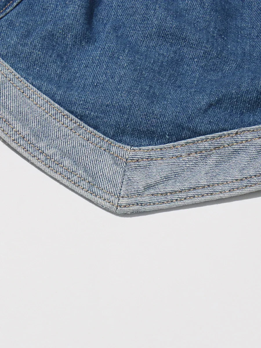 Denim Heart Cut-Out Two-Piece Set