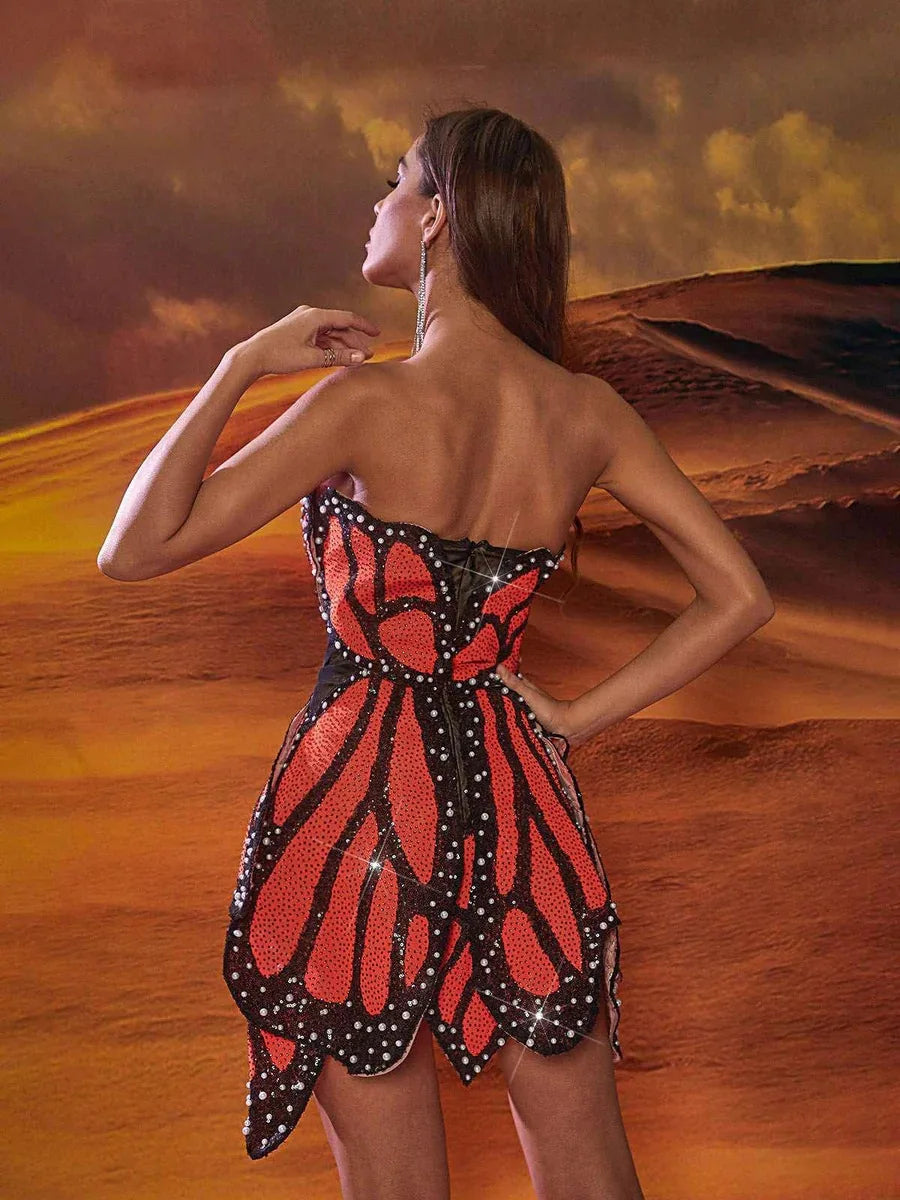 Monarch Muse Embellished Mini Dress