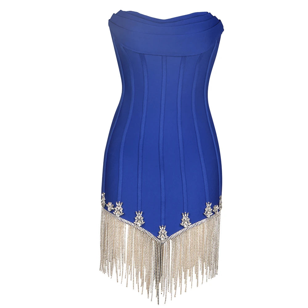 Crystal Fringe Corset Mini Dress