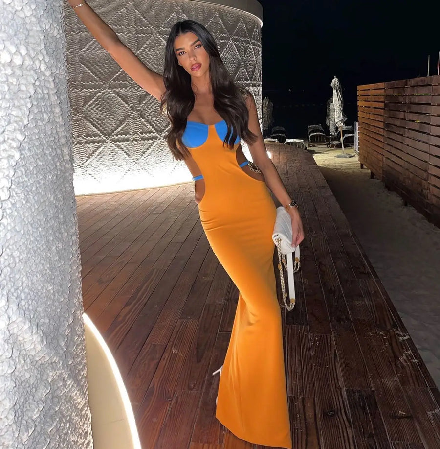 Cut-Out Corset Maxi Dress