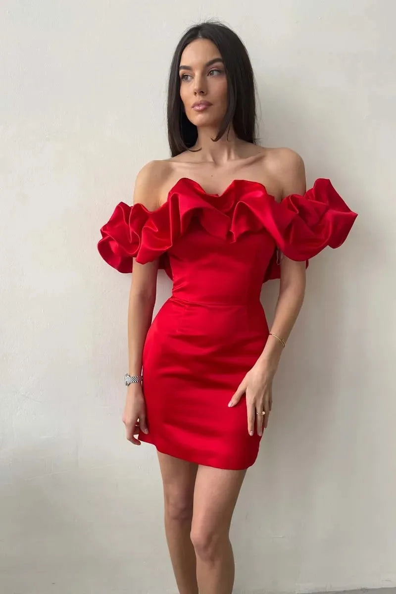 Ruffled Off-Shoulder Mini Dress
