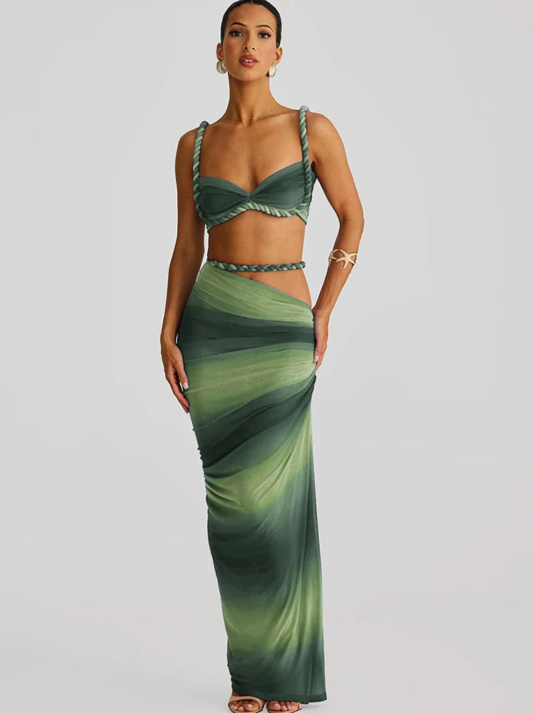 Rope Strap Cut-Out Two-Piece Maxi Dress